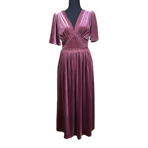 Zilcremo Velvet Babydoll Fit & Flare Midi Dress Size Medium Romantic Coquette